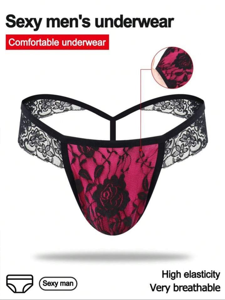 Rose Noir Lace Thong